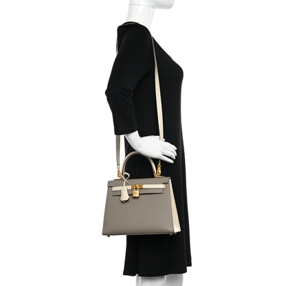 Hermes Epsom Bi-Color Horseshoe Kelly Sellier 25 Gris Asphalte Craie 2 of 11