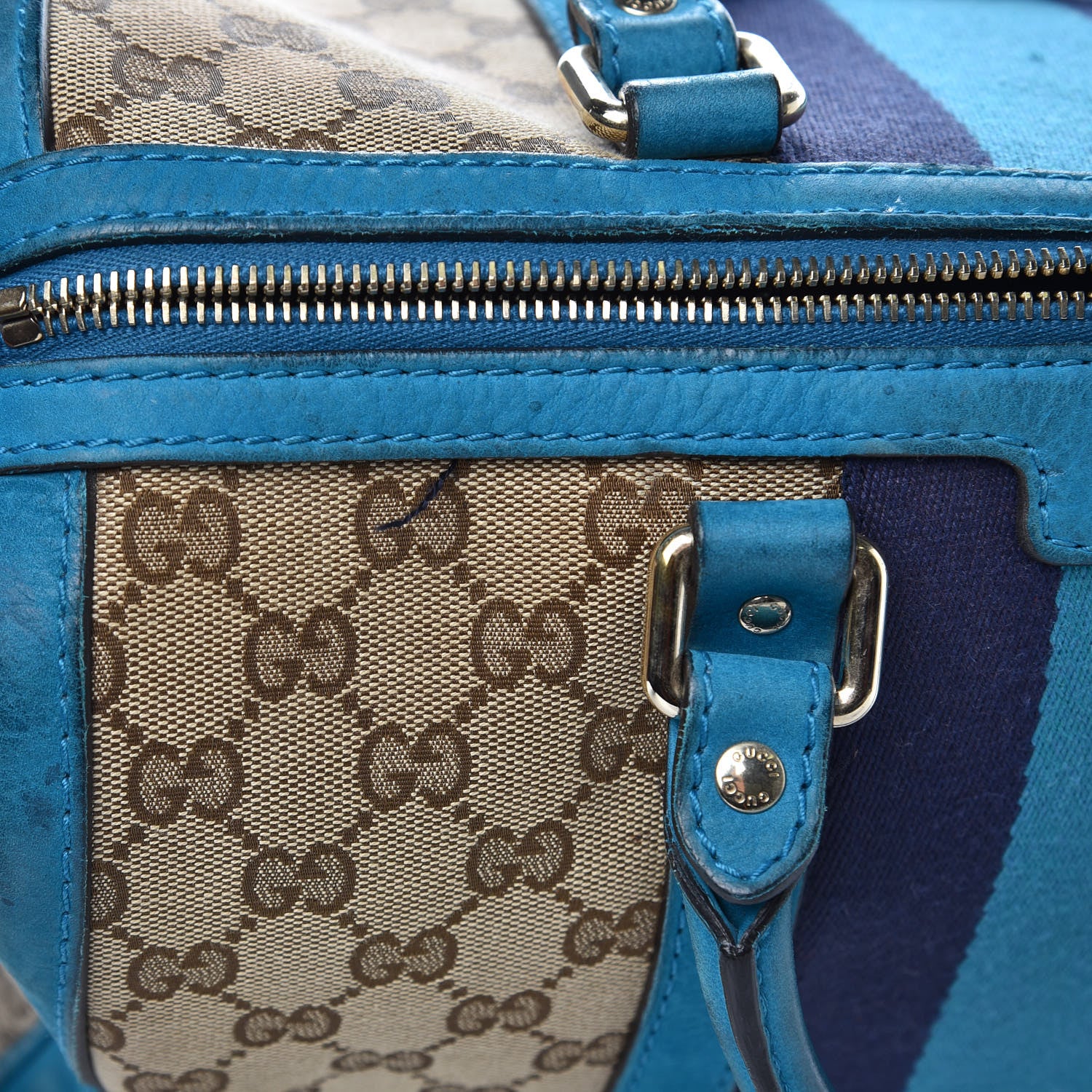 Gucci Monogram Vintage Web Medium Boston Teal 20 of 20