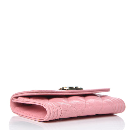 Chanel Iridescent Caviar Quilted Boy Card Holder Wallet Light Pink 4 of 9