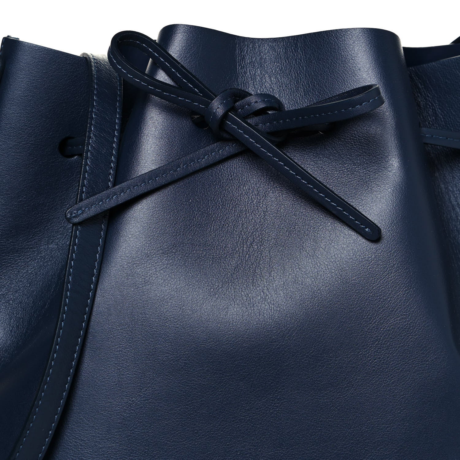 Mansur Gavriel Vegetable Tanned Calfskin Bucket Bag Navy Blue 8 of 15