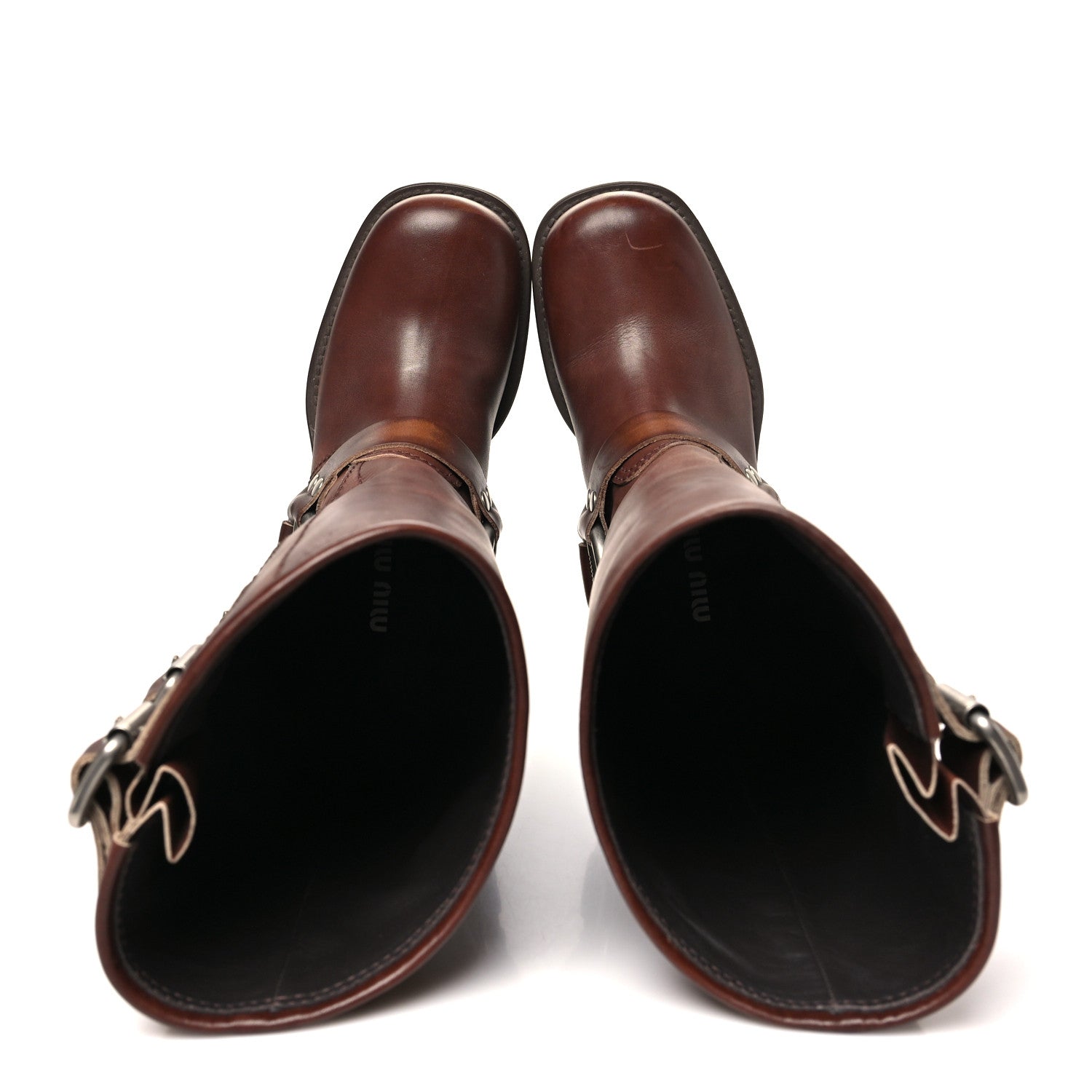 Miu Miu Calfskin Harness Boots 37 Sienna 2 of 12