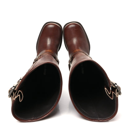 Miu Miu Calfskin Harness Boots 37 Sienna 2 of 12
