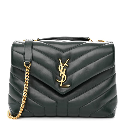 Saint Laurent Calfskin Y Quilted Monogram Small Loulou Chain Satchel Olive 1 of 11