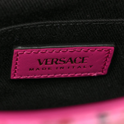 Versace Calfskin Tweed Vinyl Medusa Small Top Handle Crossbody Bag Pink 6 of 10