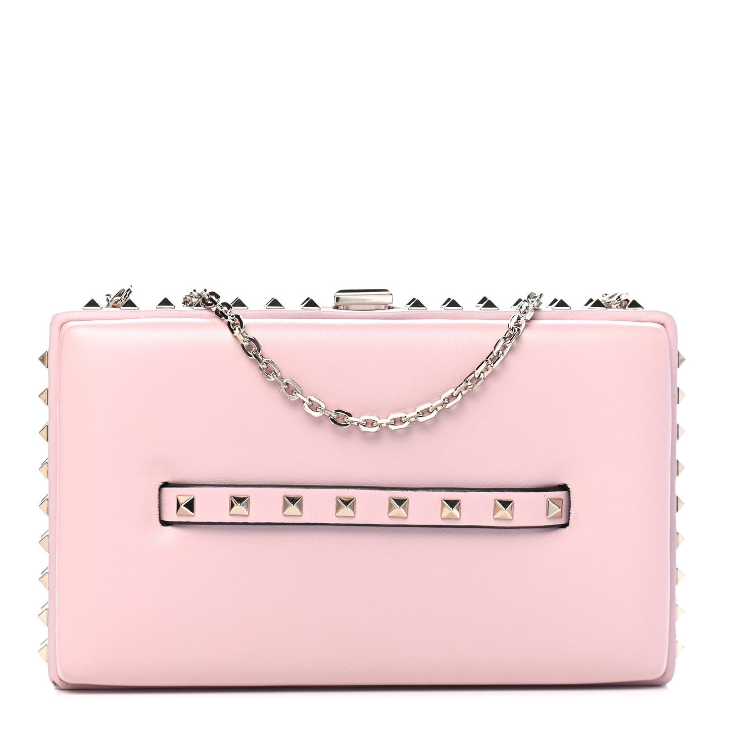 Vitello Rockstud Chain Clutch Water Rose