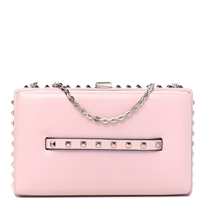 Valentino Garavani Vitello Rockstud Chain Clutch Water Rose 1 of 11