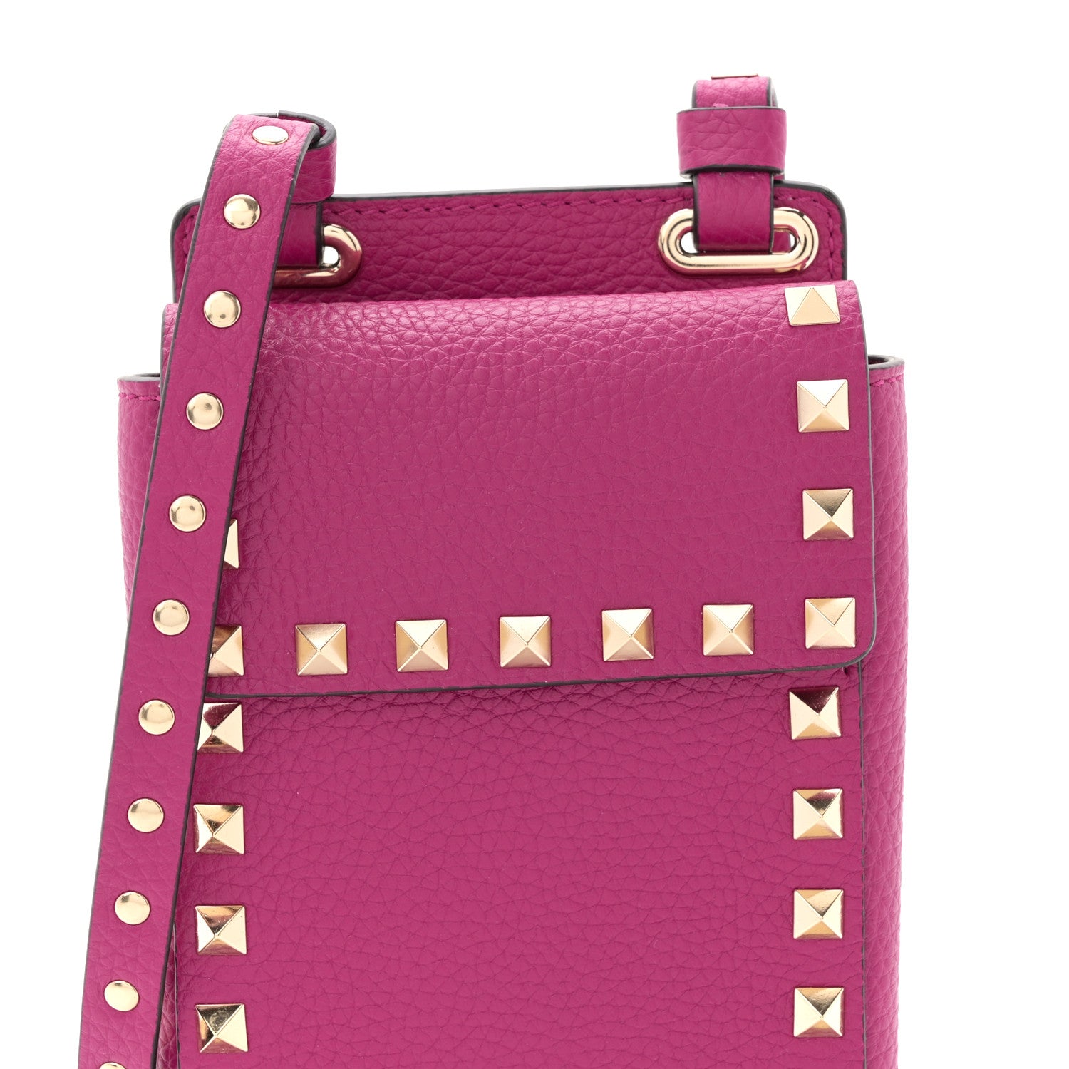 Valentino Garavani Grainy Calfskin Rockstud Phone Holder Rose Violet 7 of 10