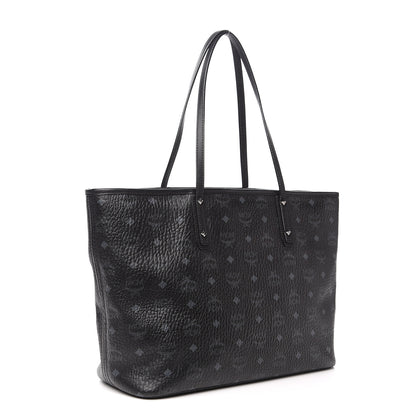 MCM Visetos Medium Anya Zip Top Shopper Tote Black 2 of 11