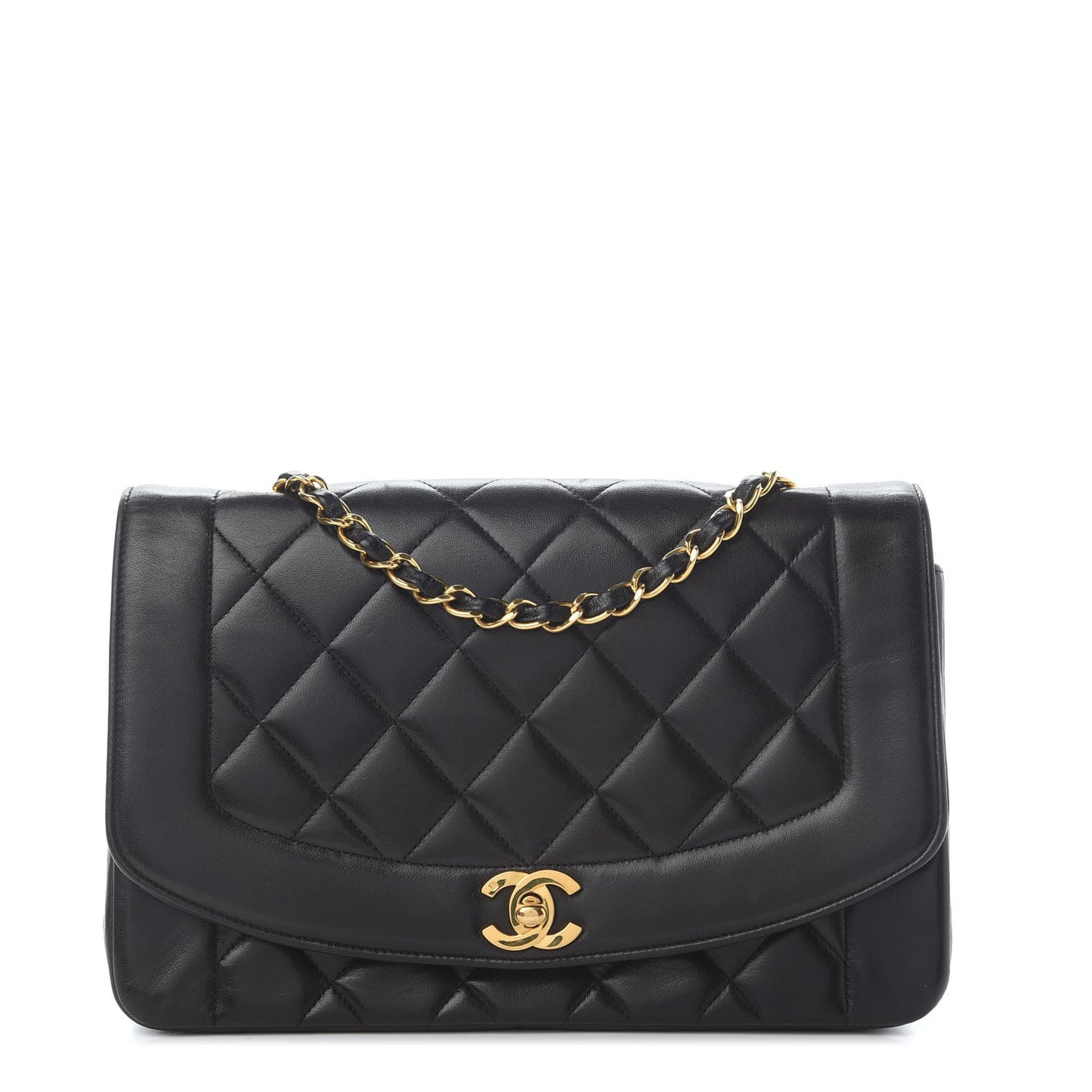 Lambskin Quilted Medium Single Flap Black