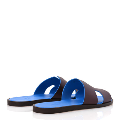 Hermes Calfskin Mens Izmir Sandals 44 Bordeaux Bleu Santorin 5 of 12