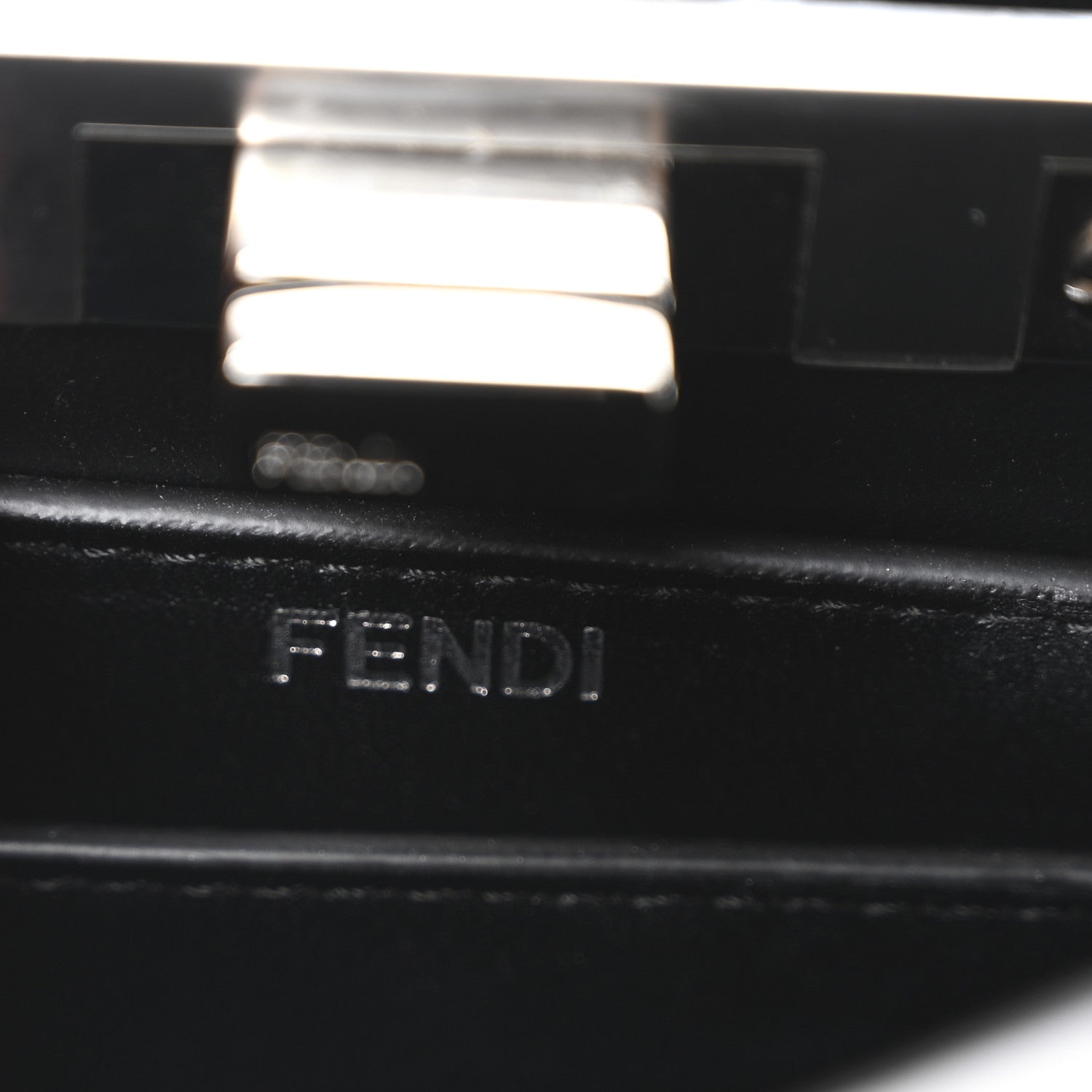 Fendi Crystal Shiny Nappa FF Petite Peekaboo I SEE U Satchel Black 6 of 9