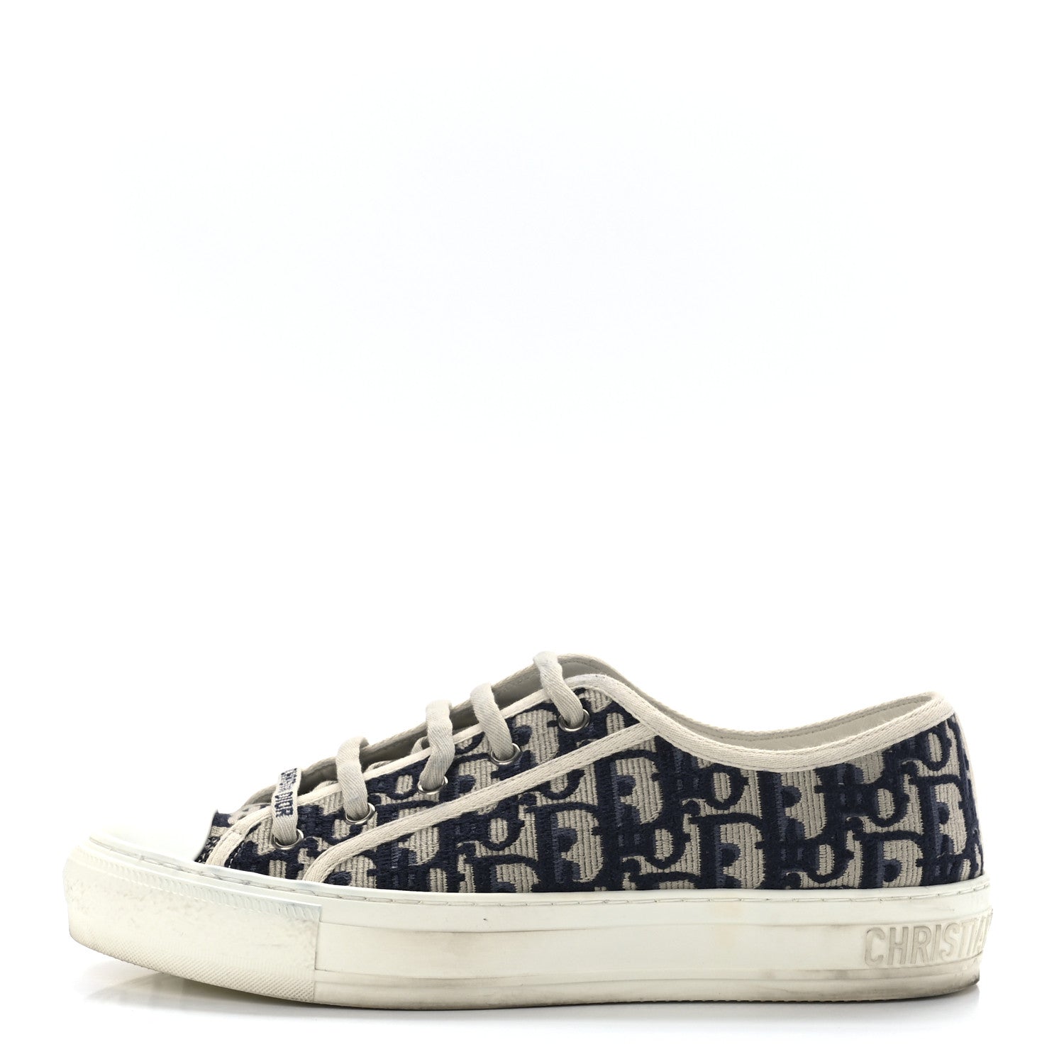 Christian Dior Canvas Oblique Womens Walk'N'Dior Low Top Sneakers 39 Deep Blue 1 of 8