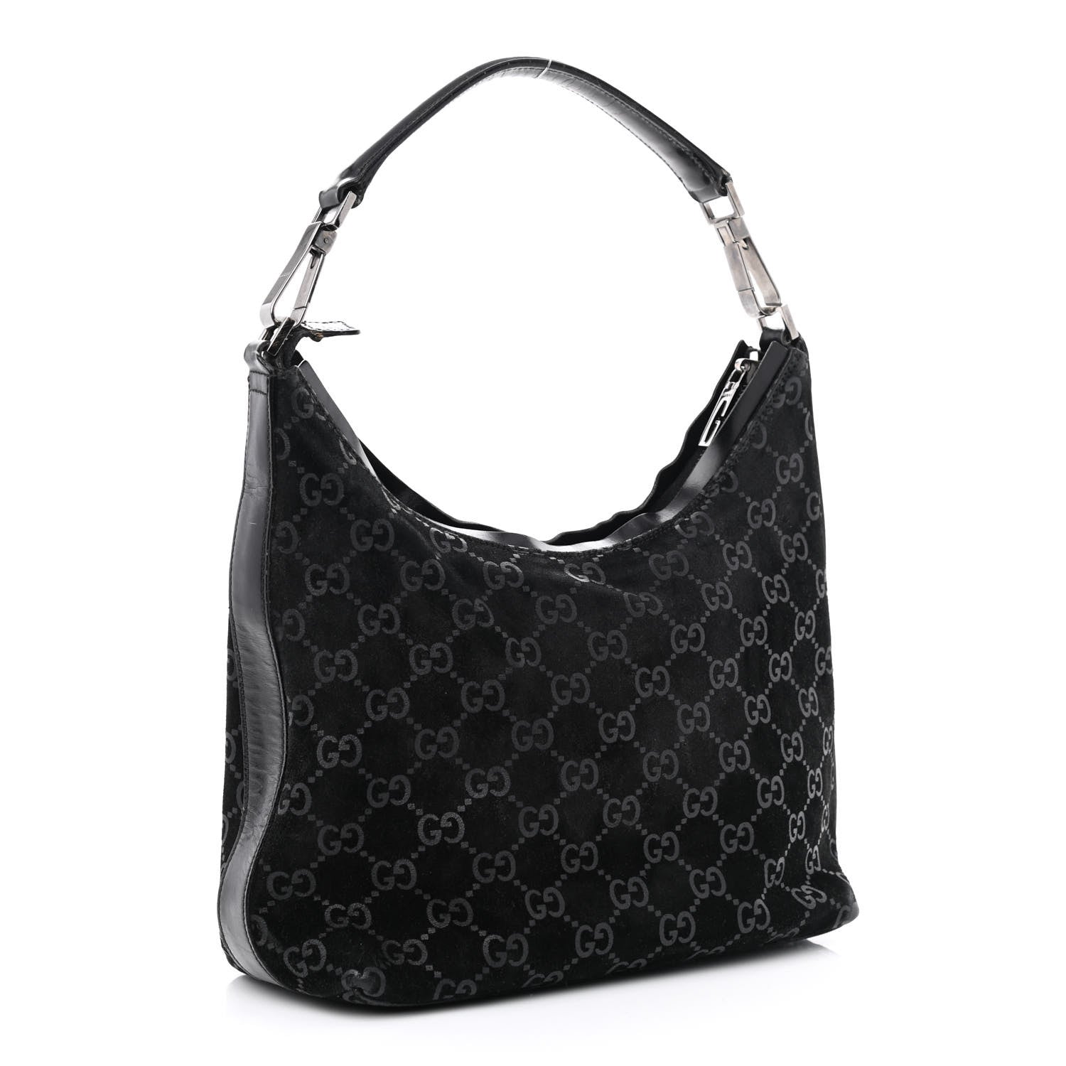 Gucci Suede Monogram Hobo Black 2 of 11
