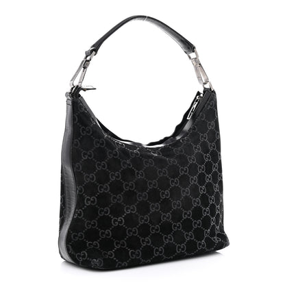 Gucci Suede Monogram Hobo Black 2 of 11