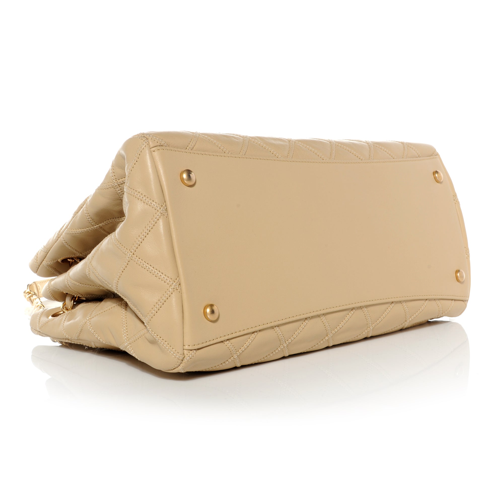 Chanel Calfskin Stitched Thin City Accordion Tote Beige 4 of 9