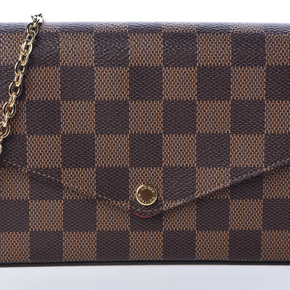 Louis Vuitton Damier Ebene Pochette Felicie Chain Wallet 10 of 13
