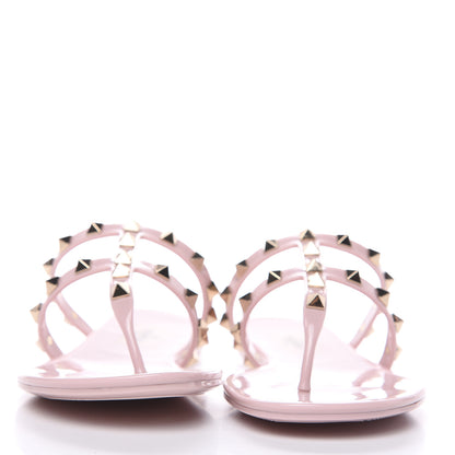 Valentino Garavani PVC Jelly Rockstud Caged Flat Thong Sandals 36 Water Rose 2 of 8