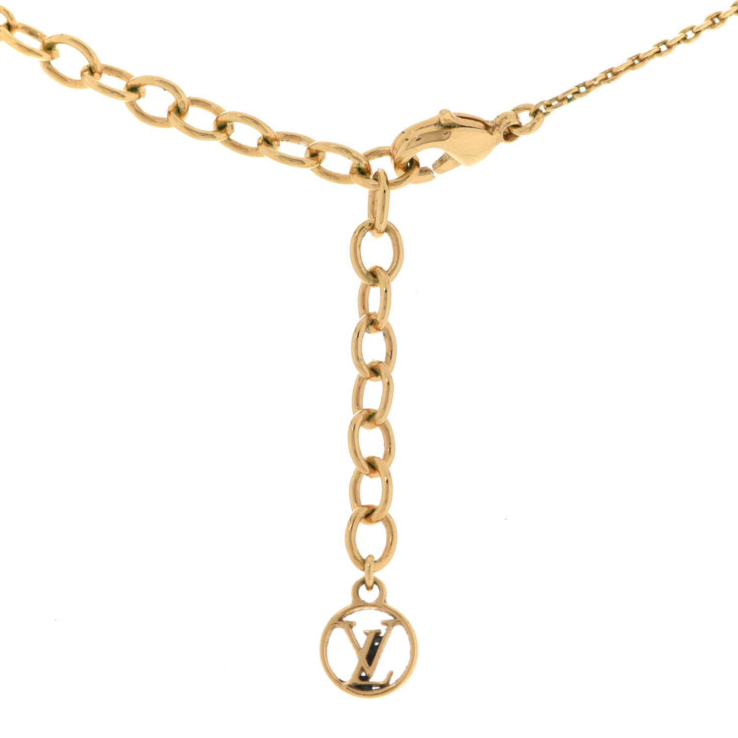 Louis Vuitton Crystal Petite Louis Necklace Gold 6 of 7