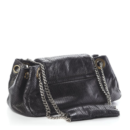 Chanel Metallic Calfskin Perforated Drill Accordion Flap Black 3 of 10