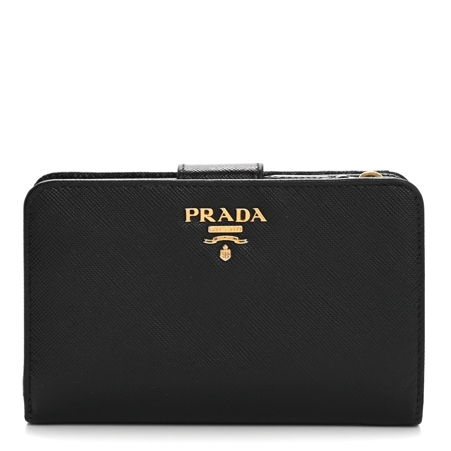 Prada Saffiano Metal Compact Wallet Black 1 of 15