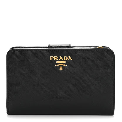 Prada Saffiano Metal Compact Wallet Black 1 of 15