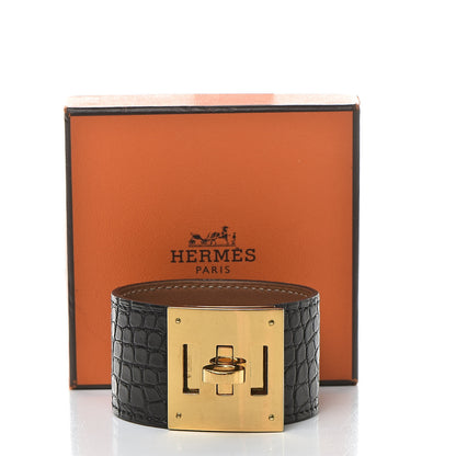 Hermes Matte Alligator Kelly Dog Cuff Black 8 of 8