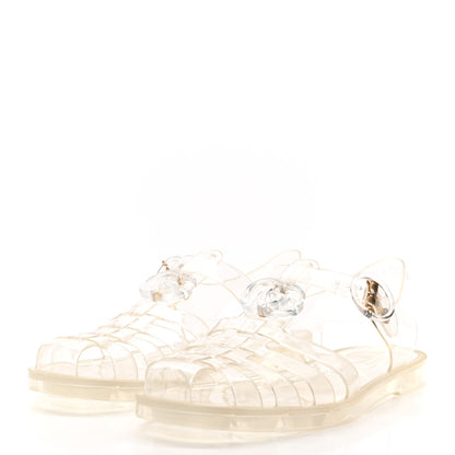 Gucci Shiny Rubber Double G Buckle Strap Sandals 38 Transparent 3 of 10