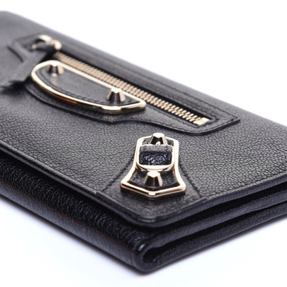 Balenciaga Chevre Gold Metallic Edge Hardware Money Wallet Black 7 of 10