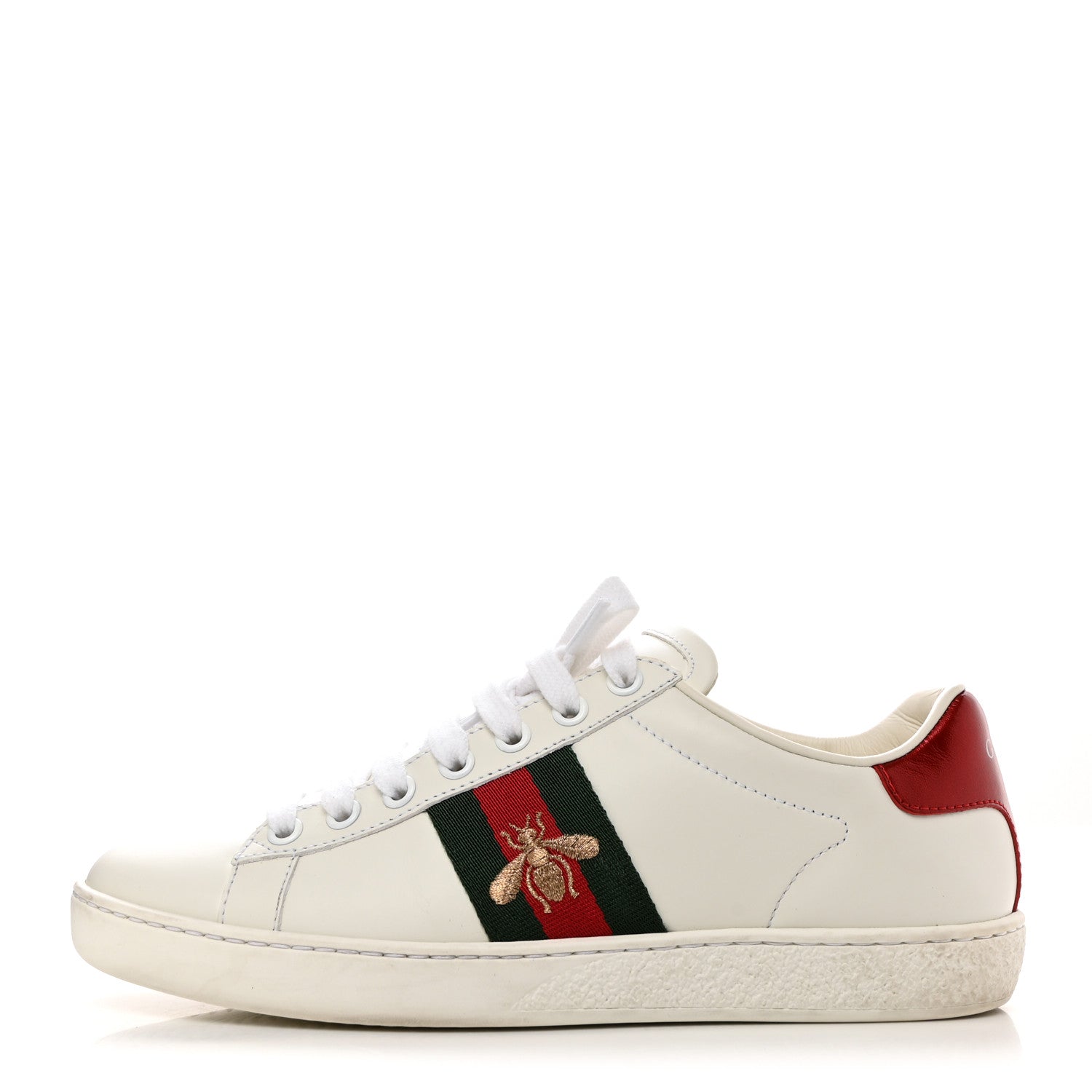 Gucci Calfskin Ayers Bee Embroidered Womens Ace Sneakers 36 White Green 1 of 9