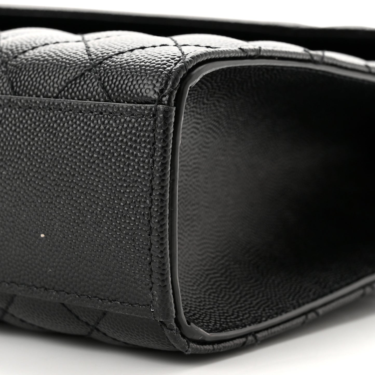 Grain De Poudre Textured Mixed Matelasse Large Triquilt Monogram Monochrome Satchel Black