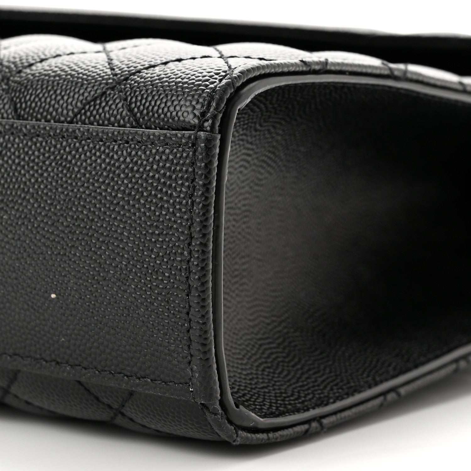 Saint Laurent Grain De Poudre Textured Mixed Matelasse Large Triquilt Monogram Monochrome Satchel Black 10 of 10