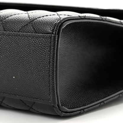 Saint Laurent Grain De Poudre Textured Mixed Matelasse Large Triquilt Monogram Monochrome Satchel Black 10 of 10