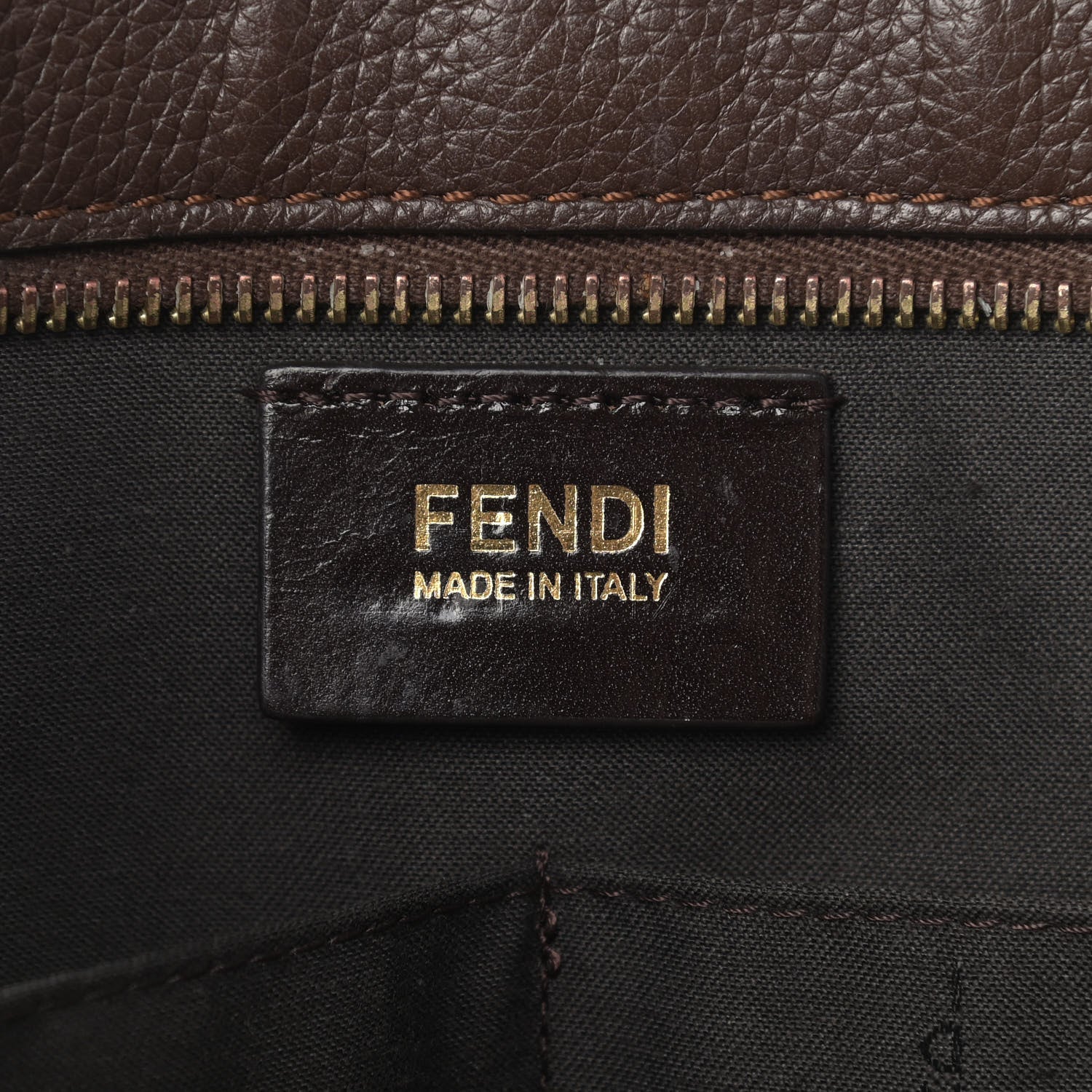 Fendi Zucca Vitello Artic Medium Shopping Tote Tobacco Castagna 8 of 13