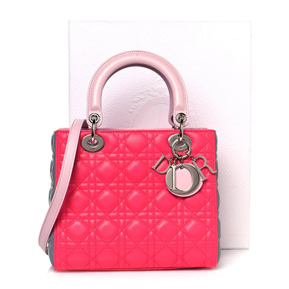 Christian Dior Lambskin Cannage Medium Tri-Color Lady Dior Fuchsia 13 of 13