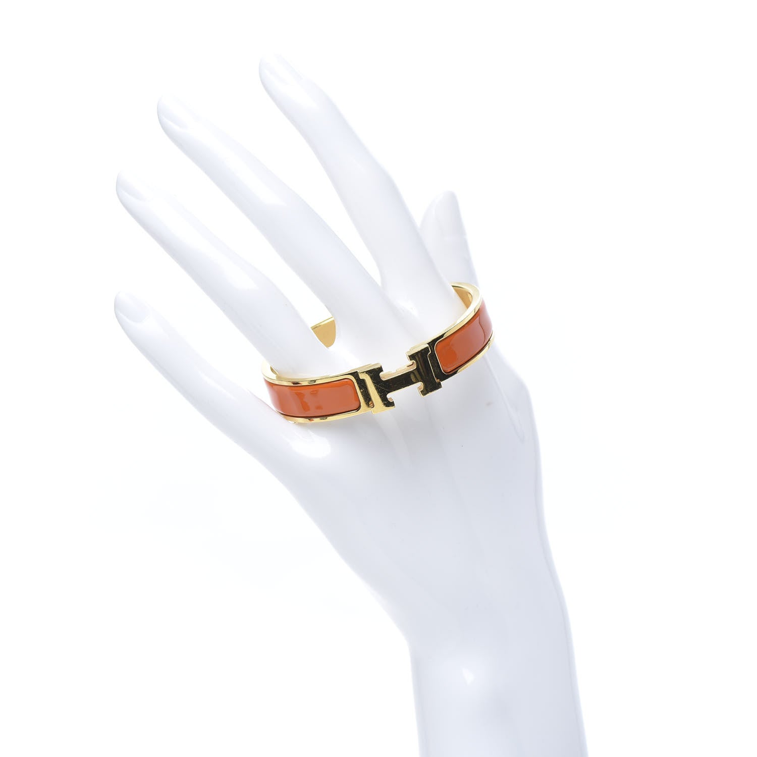 Hermes Enamel Narrow Clic Clac H Bracelet PM Orange 2 of 6