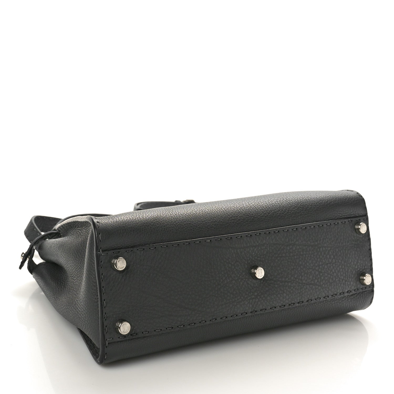 Fendi Cuoio Romano Selleria Bi-Color Medium Peekaboo Iconic Satchel Asfalto Latte 4 of 10