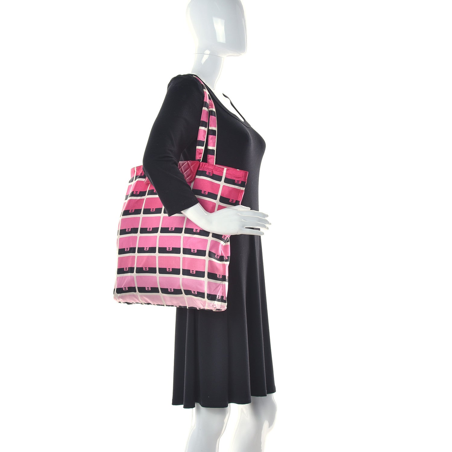 Chanel Caviar Fabric Quilted Foldable Tote With Chain Pink Multicolor 2 of 20