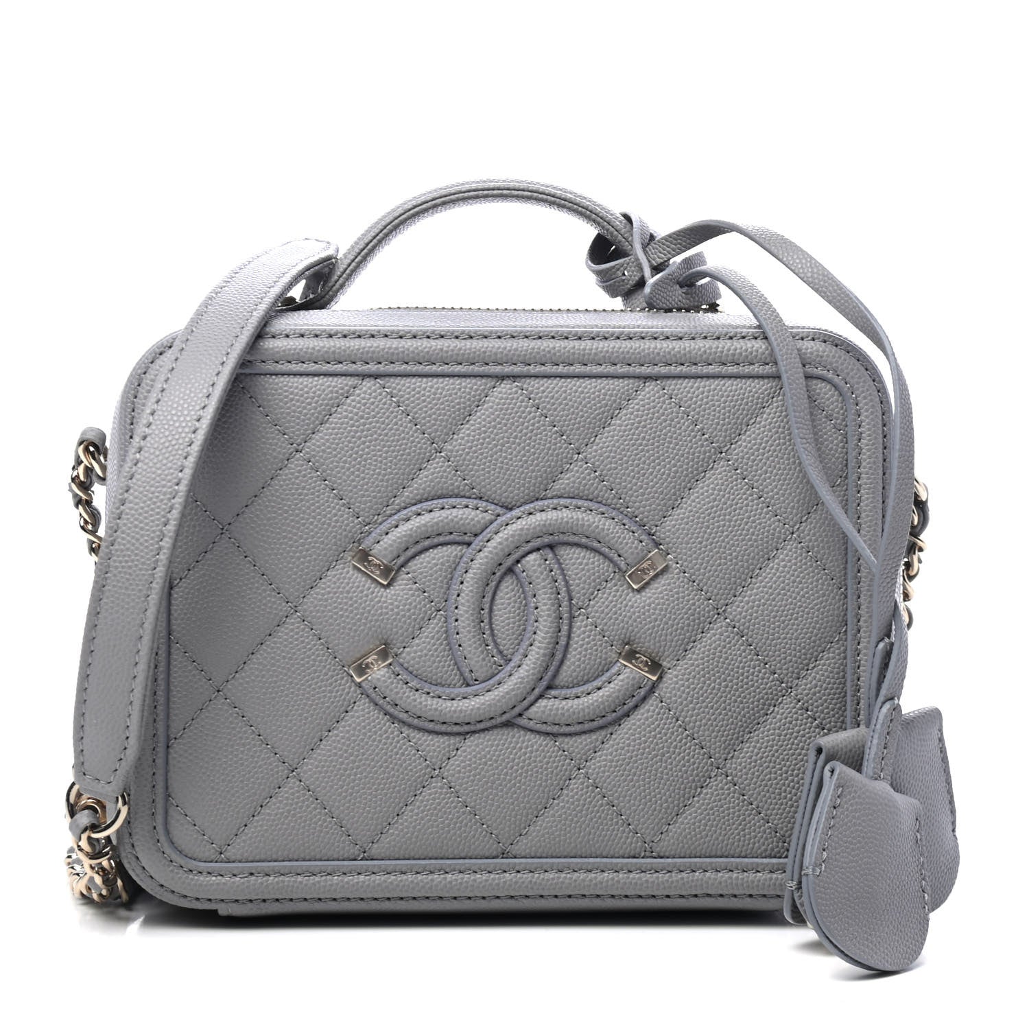 Chanel Caviar Quilted Small CC Filigree Vanity Case Grey 1 of 4