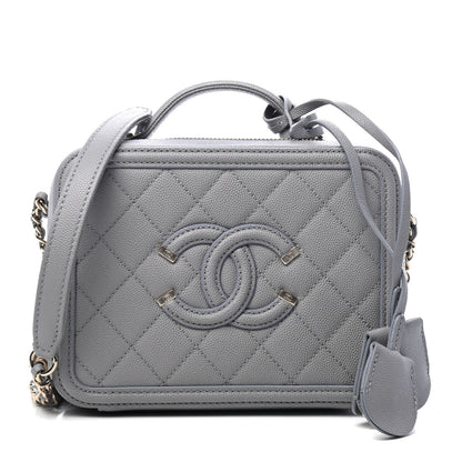 Chanel Caviar Quilted Small CC Filigree Vanity Case Grey 1 of 4
