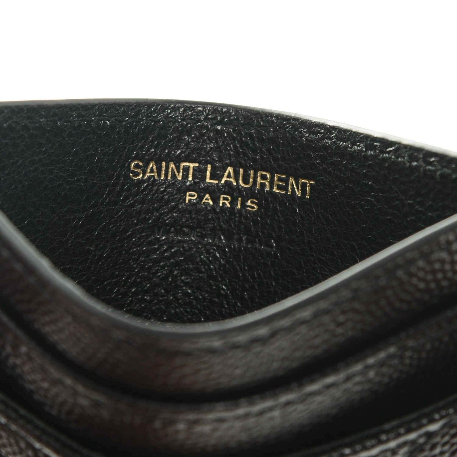 Saint Laurent Grain De Poudre Matelasse Chevron Monogram Credit Card Case Black 6 of 7