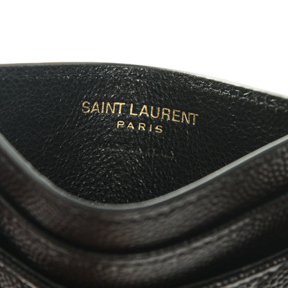 Saint Laurent Grain De Poudre Matelasse Chevron Monogram Credit Card Case Black 6 of 7