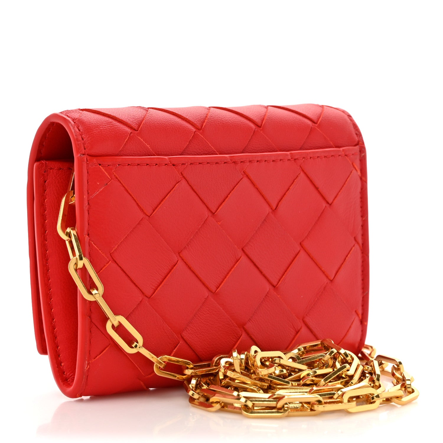Bottega Veneta Nappa Intrecciato Trio Card Case On Chain Redstone 4 of 9