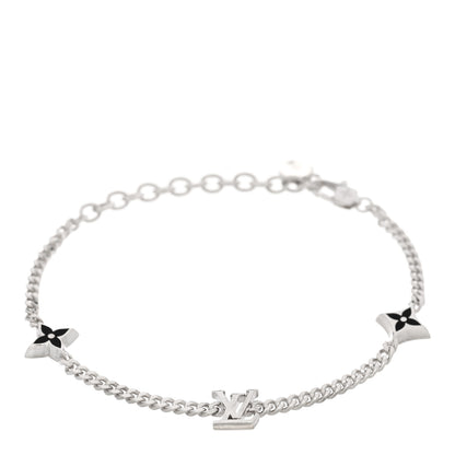 Louis Vuitton Sterling Silver Enamel LV Spike Bracelet Black 1 of 3