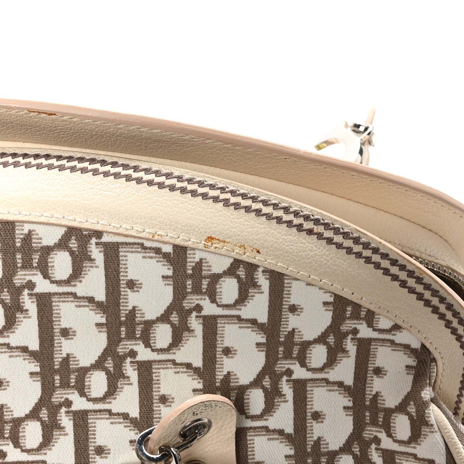 Christian Dior Monogram Vintage Flowers Frame Satchel Beige 12 of 13