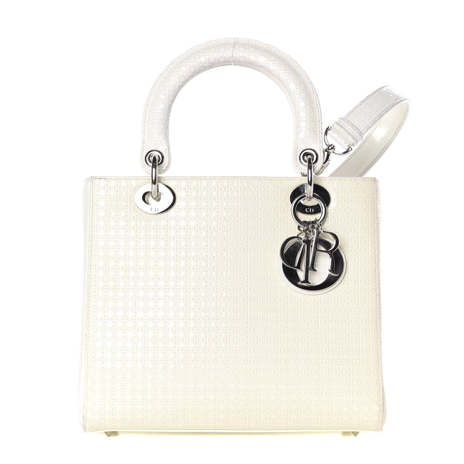 Christian Dior Patent Micro-Cannage Medium Lady Dior White 1 of 13