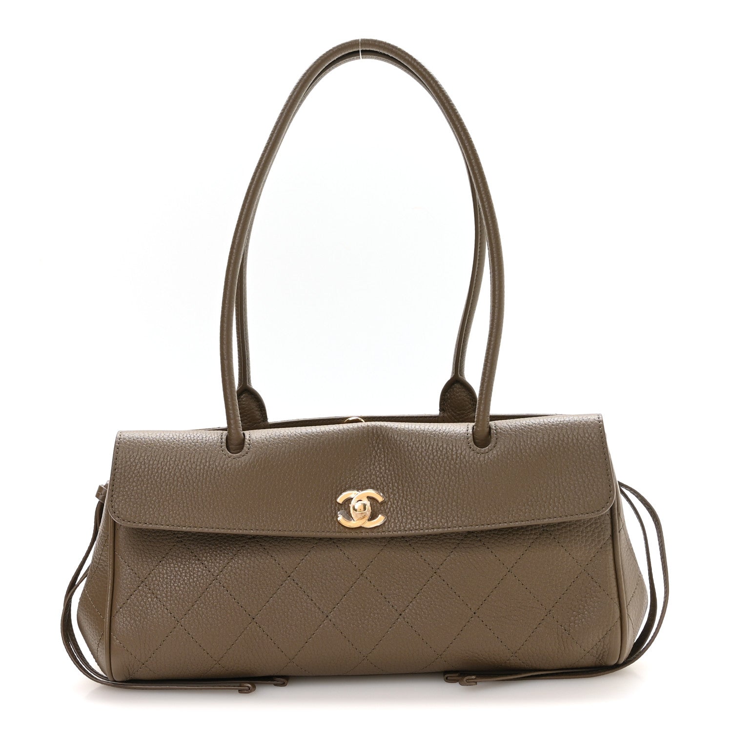 Chanel Grained Calfskin Stitched Urban Essentials Small Shopping Bag Dark Khaki 1 of 11