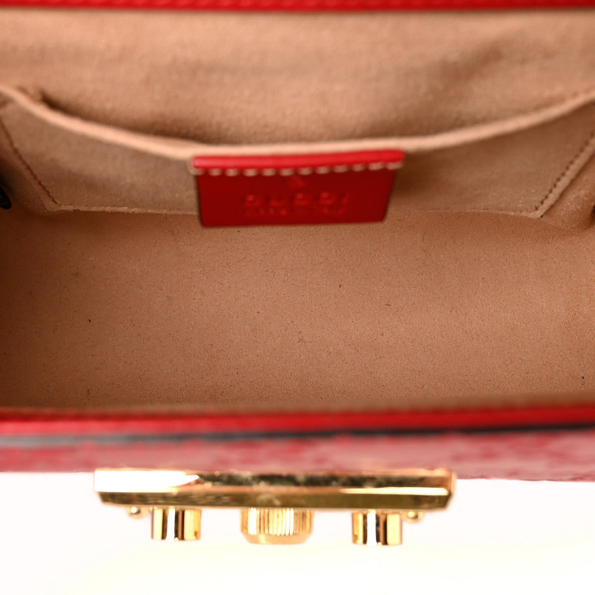 Gucci Guccissima Small Padlock Shoulder Bag Hibiscus Red 5 of 11