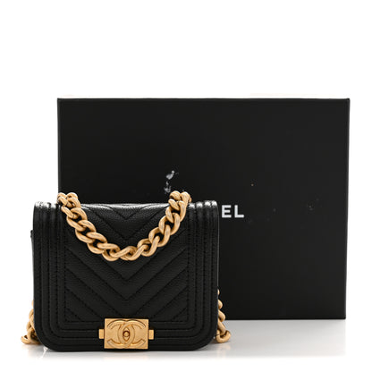 Chanel Caviar Chevron Quilted Boy Flap Waist Belt Bag Black 10 of 10