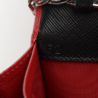 Prada Saffiano Bi-Color Wallet On Chain Fuoco Nero Black 7 of 7