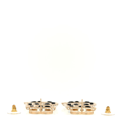 Chanel Crystal Lambskin Chain CC No 5 Drop Earrings Gold Black 3 of 4